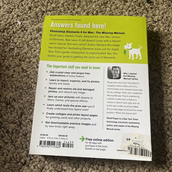 Photoshop Elements 6 for Mac: The Missing Manual By Barbara Brundage Paperback - Picture 5 of 9